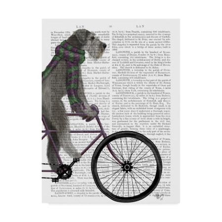 Fab Funky 'Schnauzer On Bicycle Text, Grey' Canvas Art,18x24